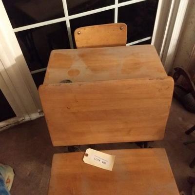 Lot #480 Small Antique School Desk