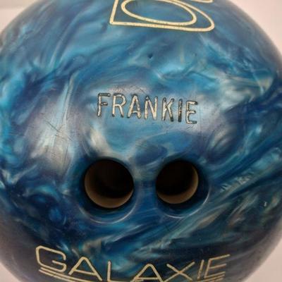 Blue Marble Bowling Ball with Bag, Ball Engraved 
