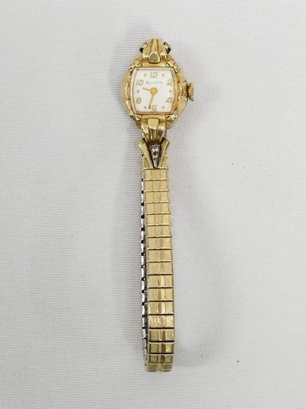 Bulova 10K RGP Bezel Women s Stretch Band Watch Swiss EstateSales