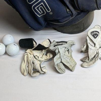 Right Handed Golf Clubs & Bag with Stand, Assorted Golf Balls, Gold Gloves