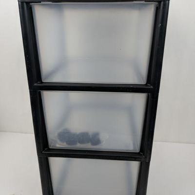 Sterilite 3 Drawer Cart - Black/Clear - New