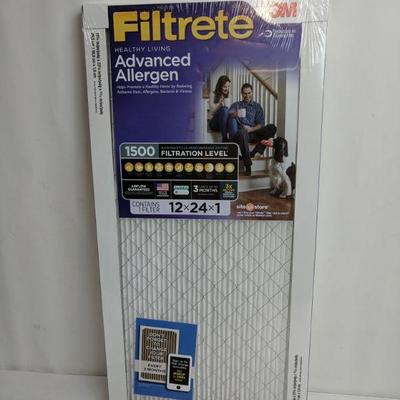 3M Advanced Allergen Filter, 1500, 12x24x1 in