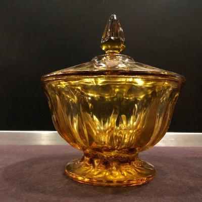 VINTAGE MINT AMBER HONEY FOOTED BOWL/CANDY DISH 