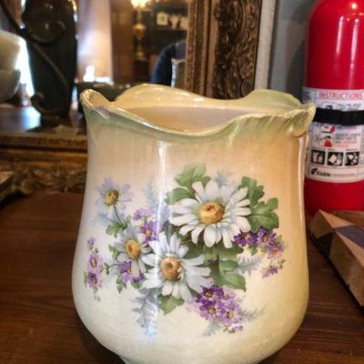POTTERY VASE WITH PAINTED FLOWERS