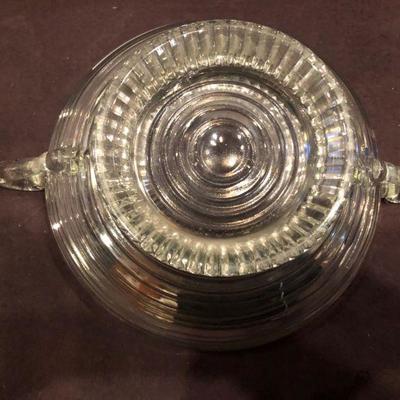 MANHATTEN DEPRESSION GLASS LARGE FOOTED  BOWL