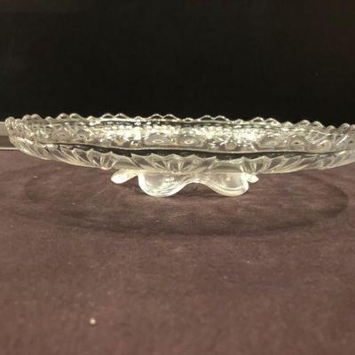 TWO ANTIQUE VICTORIAN ERA CLEAR FOOTED GLASS PLATTERS
