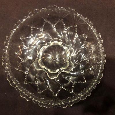 ANTIQUE VICTORIAN ERA CLEAR GLASS FOOTED CANDY DISH