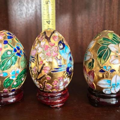 Lot of 3 Decorative Hand-Painted Eggs