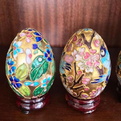 Lot of 3 Decorative Hand-Painted Eggs