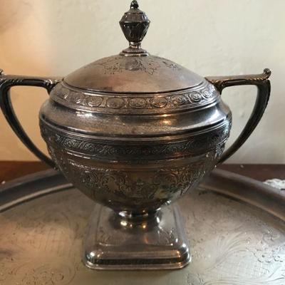 Antique Derby S.P. Co International Silver Water Pitcher Tea Set 1615