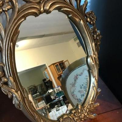 Vintage Syracuse Ornamental Floral Mirror - Vanity Stand / Wall Mirror