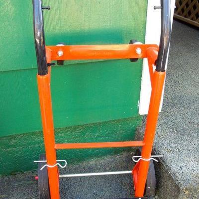 Lot 275: Hand Truck, Orbital Sander, Sawbucks and Hardware