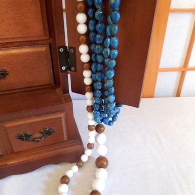 Lot 153: Wooden Jewelry Box and Vintage Jewelery