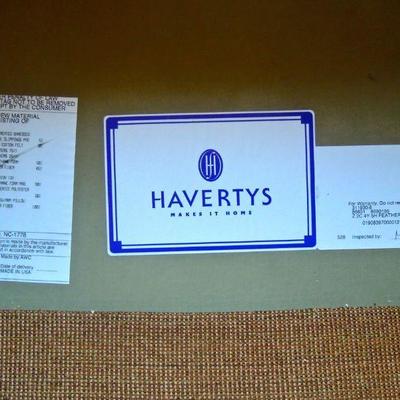 Lot 99: Haverty's Gold Couch with Accent Pillows 