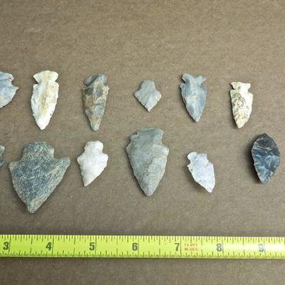 Lot 276: Large NC Cherokee Nation et al Relics and Arrowheads in Glass Case