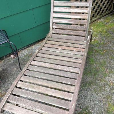 Lot 253: Group of Outdoor Cushions and Wooden Chaise Lounger