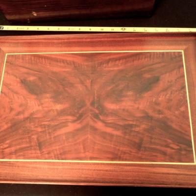 Lot 207: Antique Keepsake Box with Shelf and Burl Tray