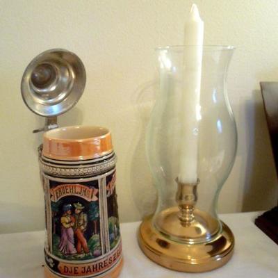Lot 150: Clock, Beer Stein, Silver Baby Sippy Cups, etc