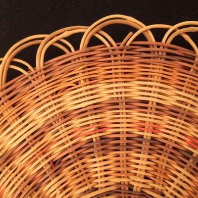 Lot 214: Vintage Celadon Etched Teapot, Woven Vine Mat and Turned Walnut Bowl