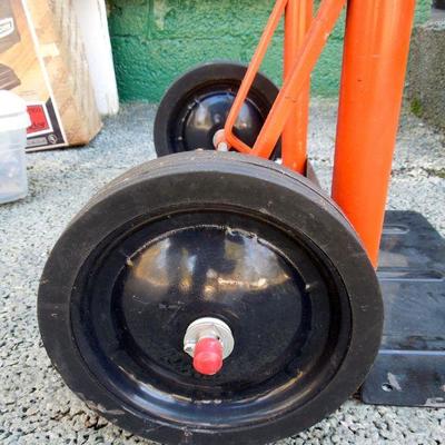 Lot 275: Hand Truck, Orbital Sander, Sawbucks and Hardware