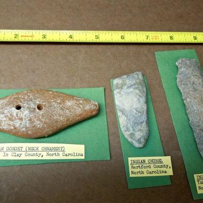 Lot 276: Large NC Cherokee Nation et al Relics and Arrowheads in Glass Case