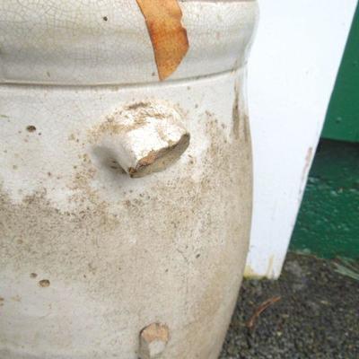 Lot 250:  Antique Louisville Pottery Stoneware Butter Churn, Chair and Tub