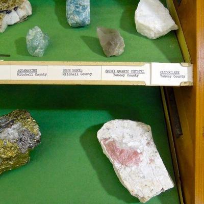 Lot 116: NC Only Rough Gems and Mineral Collection in Display Case