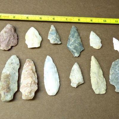 Lot 276: Large NC Cherokee Nation et al Relics and Arrowheads in Glass Case