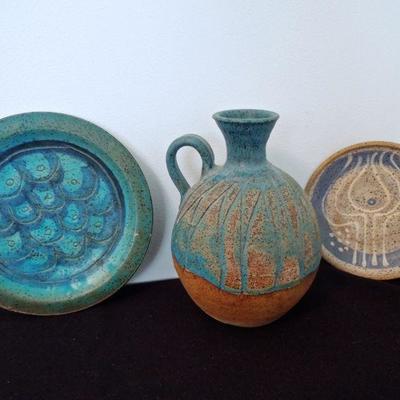 Lot 268: Three 70's Studio Pottery Pieces from Charles Counts and Rising Fawn