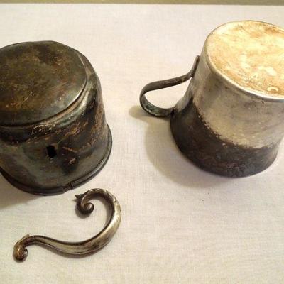 Lot 150: Clock, Beer Stein, Silver Baby Sippy Cups, etc