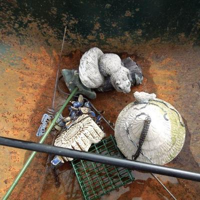Lot 254: True Temper Wheel Barrow and Yard Art