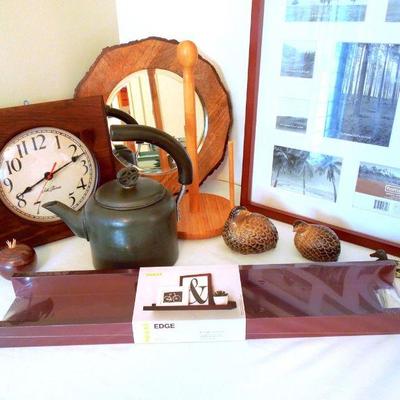Lot 165: Group of Wood, Clay and Metal Accent Pieces