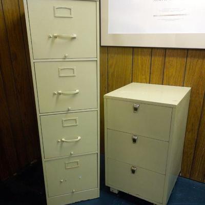 Lot 188: Two Vintage Green Painted File Cabinets