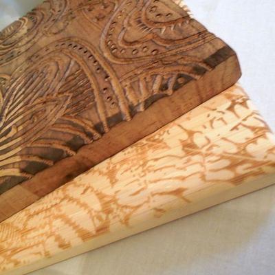 Lot 151: Carved Wood Boards and Local Pottery
