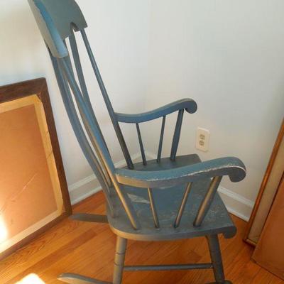Lot 189: Original Bayou Watercolor by Flora Duval and Vintage Rocking Chair, 