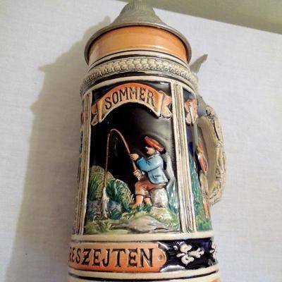 Lot 150: Clock, Beer Stein, Silver Baby Sippy Cups, etc