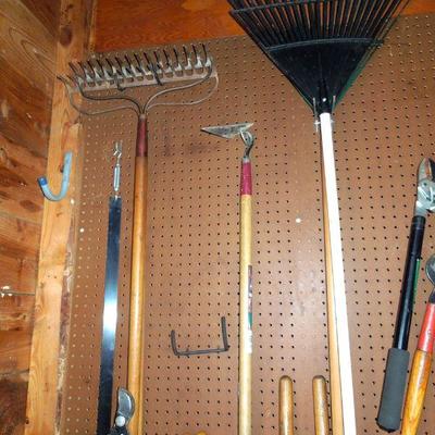 Lot 240: Large Group of Gardening and Lawn Tools Blower and Tool Belt