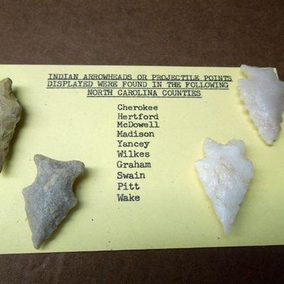 Lot 276: Large NC Cherokee Nation et al Relics and Arrowheads in Glass Case