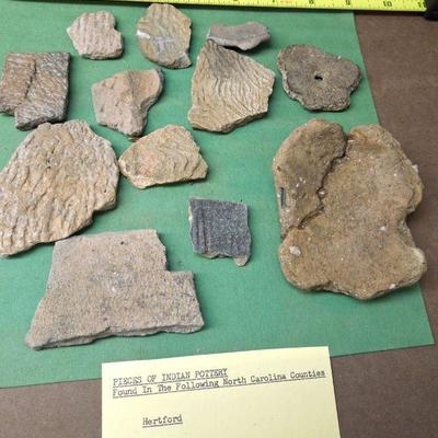Lot 276: Large NC Cherokee Nation et al Relics and Arrowheads in Glass Case