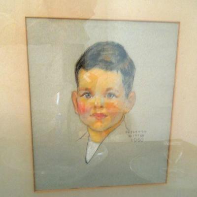 Lot 208: Vintage Framed Originals and Antique Glass