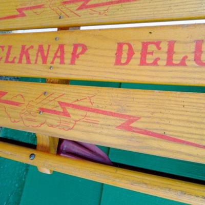 Lot 222: A Vintage Belknap Wooden Sled with Steel Gliders