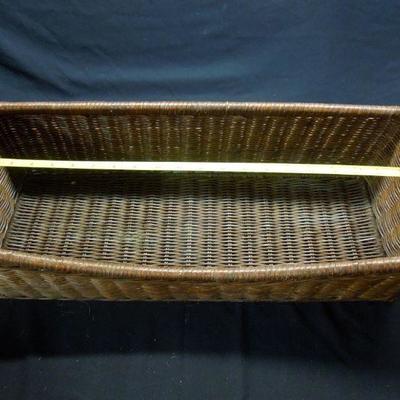 Lot 12: White Oak Bench and Wood Longaberger Basket