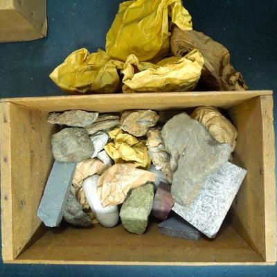 Lot 134: Wood Crate of Rocks