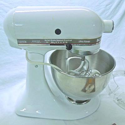 Lot 77: Kitchen Aid Mixer Model KSM90 w/Attachments and Cover