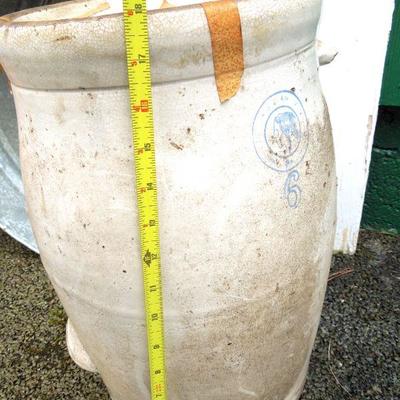 Lot 250:  Antique Louisville Pottery Stoneware Butter Churn, Chair and Tub