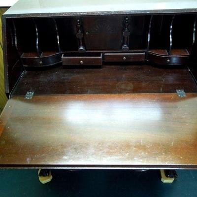 Lot 187: Serpentine Early American Secretary Desk Repro w/Claw Feet