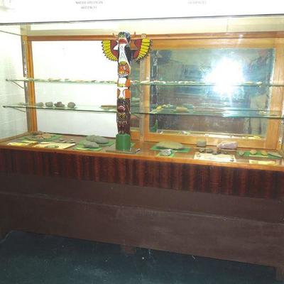 Lot 276: Large NC Cherokee Nation et al Relics and Arrowheads in Glass Case