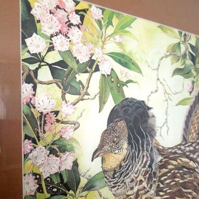 Lot 193: Vivid 27" w x 32" Ruffle Grouse Framed Print by S.E. Middleton