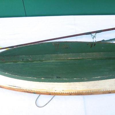 Lot 235: 2 Vintage Berkley Cork Fishing Poles, Penn Reels and Wood Model Skiff