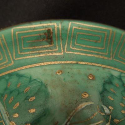 Lot 216: Antique Jade Green Porcelain Ginger Jar and Chinese Embroidered Skirt